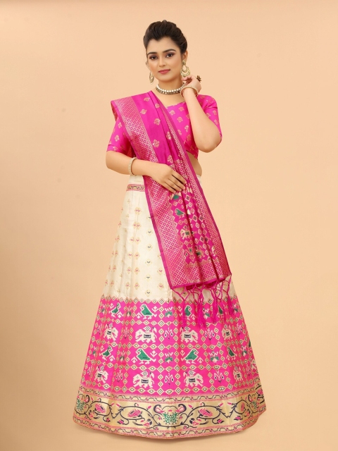 

M Venture Pink & Cream-Coloured Ready to Wear Lehenga & Unstitched Blouse With Dupatta