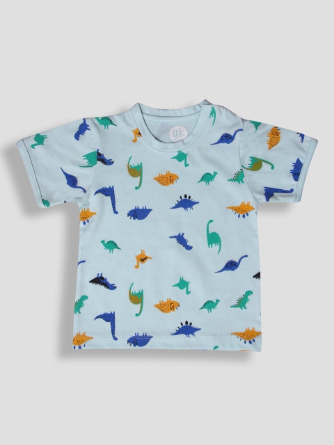 

YK Baby Boys Blue All Over Dinosaurs Printed Cotton T-shirt