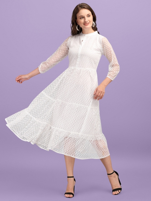 

Wedani White Net Midi Dress