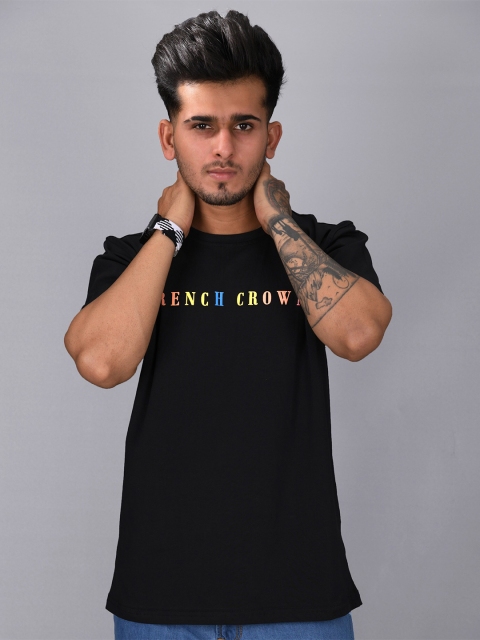 

FRENCH CROWN Men Black Typography T-shirt