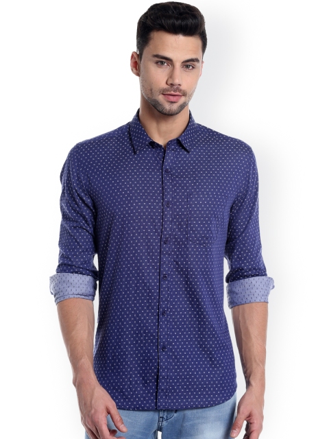 

Numero Uno Men Navy Blue Slim Fit Printed Casual Shirt