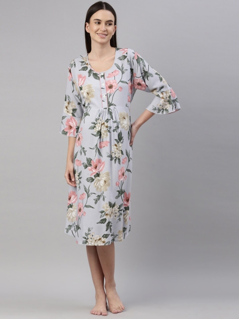 

GOLDSTROMS Grey Floral Maternity A-Line Midi Dress