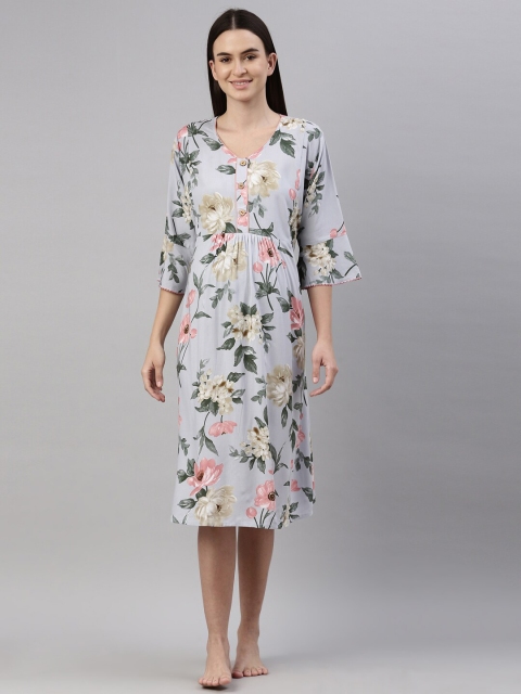 

GOLDSTROMS Grey & Pink Floral Maternity Midi Dress