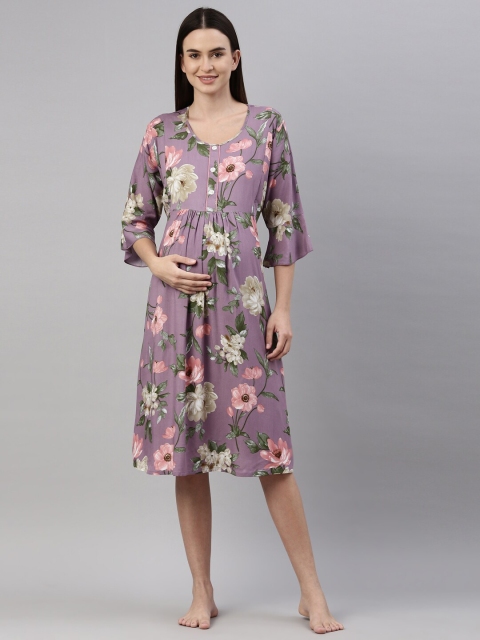 

GOLDSTROMS Magenta Floral Maternity Midi Dress
