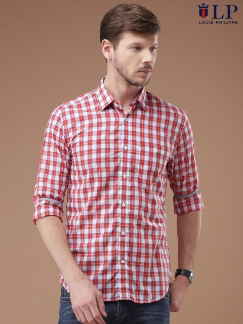 

Louis Philippe Sport Men Red & White Slim Fit Checked Casual Shirt