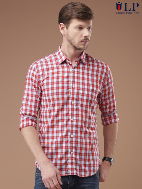 

Louis Philippe Sport Men Red & White Slim Fit Checked Casual Shirt