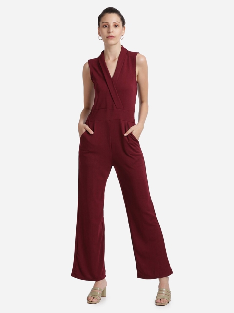 

Wedani Women Maroon Solid Basic Jumpsuit