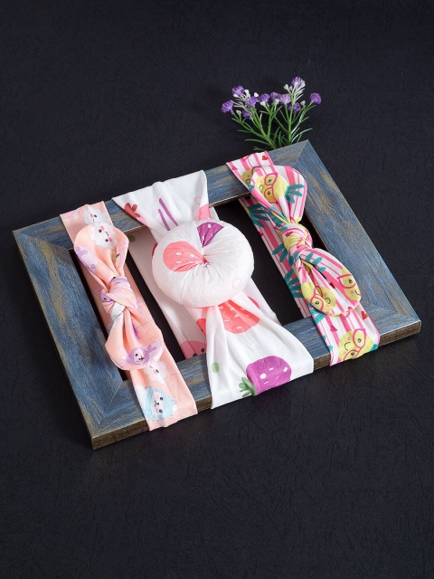 

Golden Peacock Girls Pink & White Set of 3 Lace Hairband