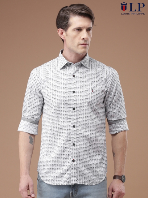 

Louis Philippe Sport Men White & Grey Union SQ Slim Fit Printed Casual Shirt