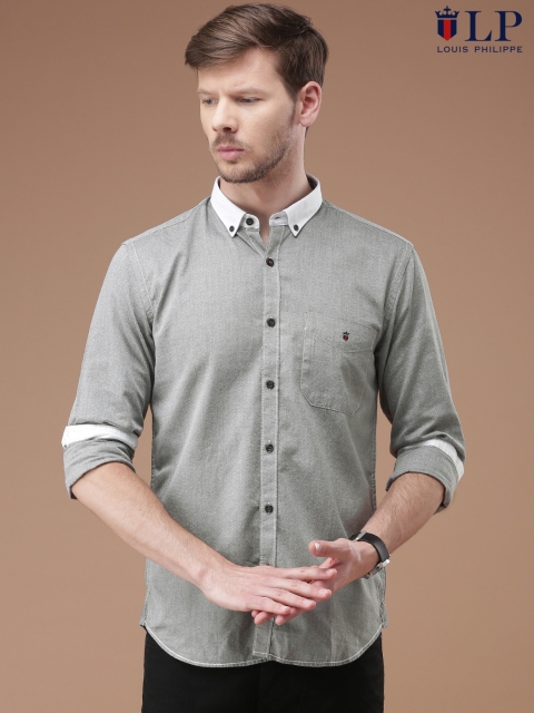 

Louis Philippe Sport Men Grey Slim Fit Self Design Casual Shirt