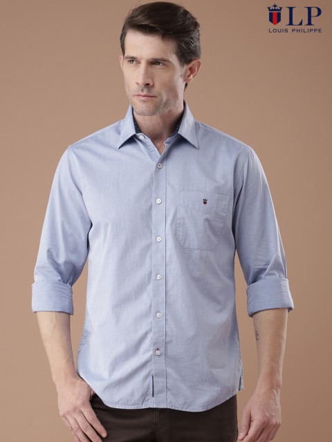 

Louis Philippe Sport Men Blue Self Design Tailored Fit Casual Shirt