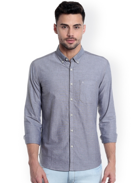 

Numero Uno Men Grey Slim Fit Self Design Casual Shirt