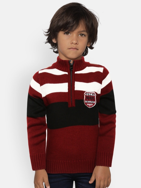 

Palm Tree Boys Maroon & White Striped Sweater