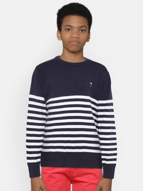 

Palm Tree Boys Navy Blue & White Striped Sweater