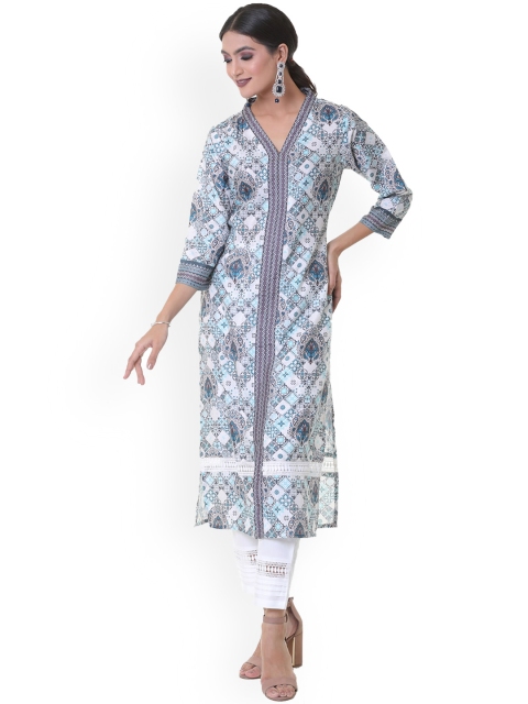 

HEEPOSH Women Blue Ethnic Motifs Printed Indigo Kurta