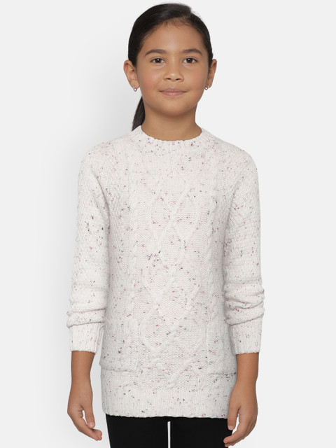 

Palm Tree Girls White Cable Knitted Pullover