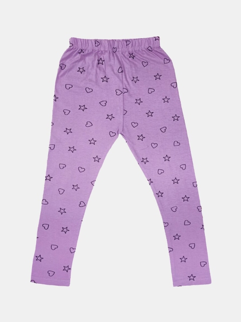 

FRENCH KLEIDER Girls Mauve Purple Printed Ankle Length Leggings