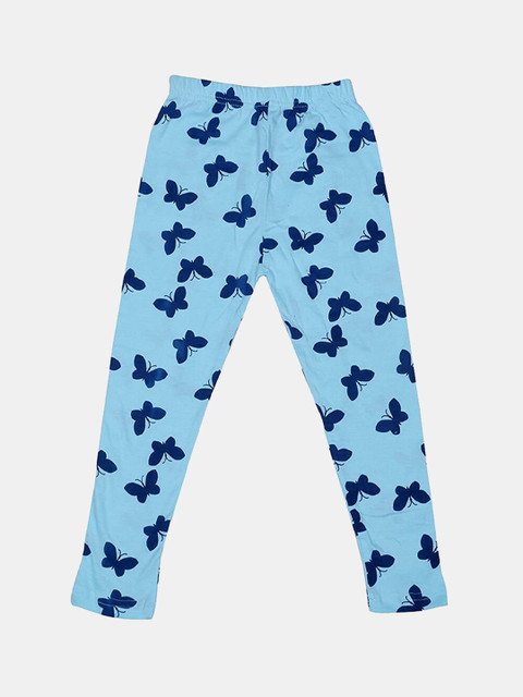 

FRENCH KLEIDER Girls Blue Printed Ankle-Length Cotton Leggings