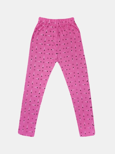 

FRENCH KLEIDER Girls Pink Printed Cotton Leggings