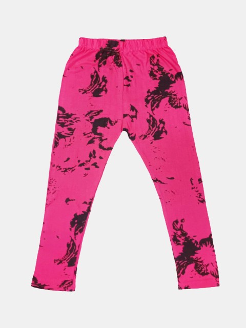 

FRENCH KLEIDER Girls Pink Printed Ankle-Length Pure Cotton Leggings