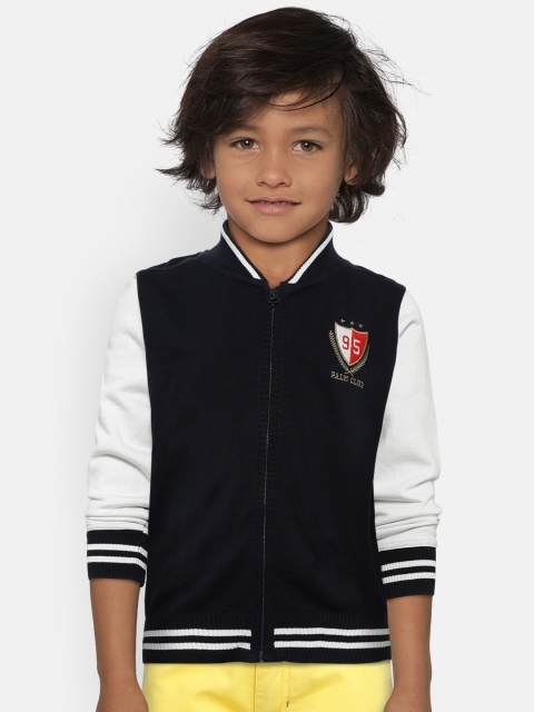 

Palm Tree Boys Navy Blue Solid Front-Open Sweater