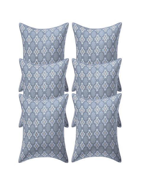 

INDHOME LIFE Set Of 3 Grey Geometric Printed Reversible Pure Cotton Cushion Covers
