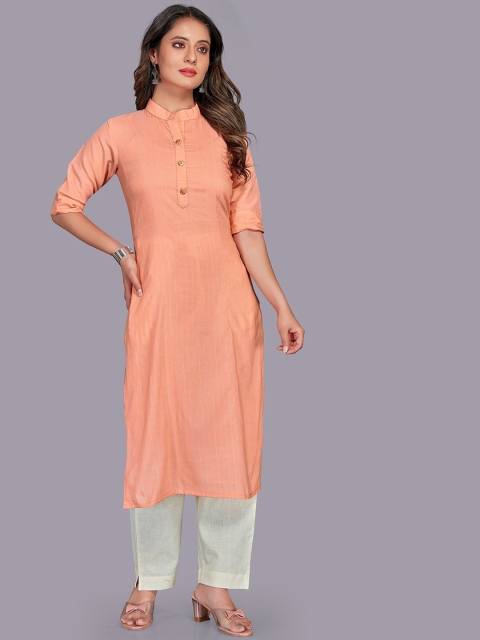 

Fashion FRICKS Women Pink Striped Kurta With Trousers