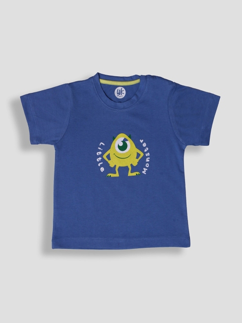 

YK Baby Infant Boys Blue Pack Of 2 Monster Inc Printed Sibling Collection Cotton T-shirt