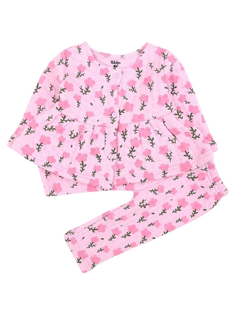 

V-Mart Unisex Kids Pink & Black Printed T-shirt with Pyjamas