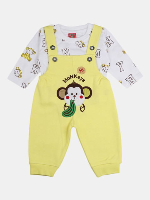 

V-Mart Kids Yellow & White T-shirt With Dungarees