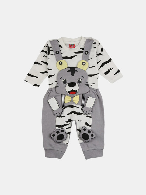 

V-Mart Unisex Kids Grey & White Printed T-shirt with Trousers