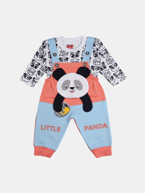 

V-Mart Unisex Kids Pink & Blue Printed Pure Cotton T-shirt with Trousers