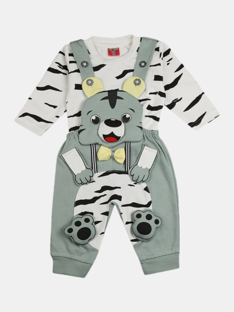 

V-Mart Kids Green & White Printed T-shirt With Trousers