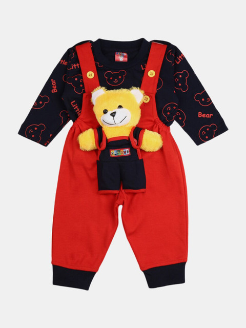 

V-Mart Unisex Kids Navy Blue & Red Printed T-shirt with Trousers