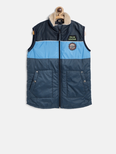 

Palm Tree Boys Navy Blue Colourblocked Puffer Jacket