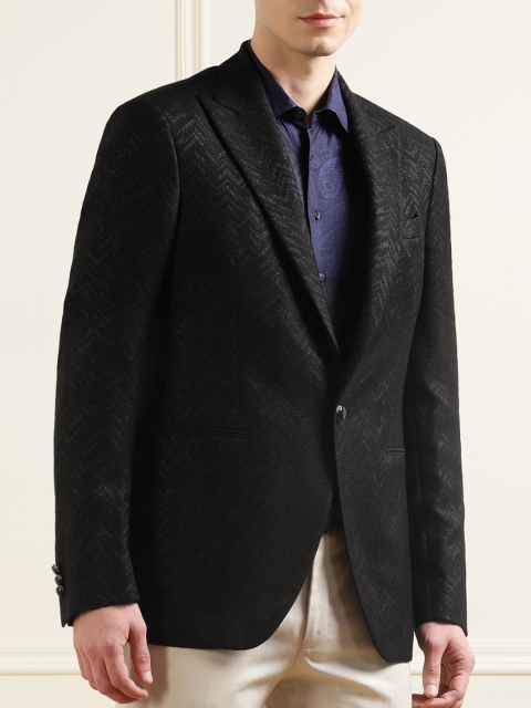 

ETRO Men Black Pattern Single-Breasted Casual Blazer