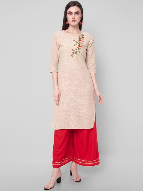

Sanganeri Kurti Women Pink Yoke Design Pure Cotton Kurti with Palazzos