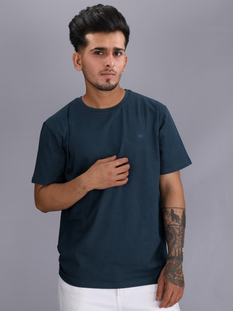 

FRENCH CROWN Men Blue Cotton T-shirt