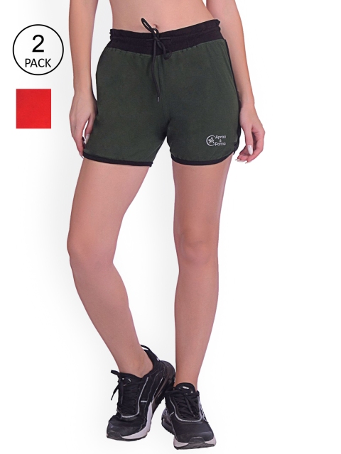

Apraa & Parma Women Green Low-Rise Training or Gym Sports Shorts