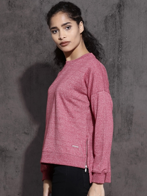 

Roadster Women Pink Solid Sweatshirt