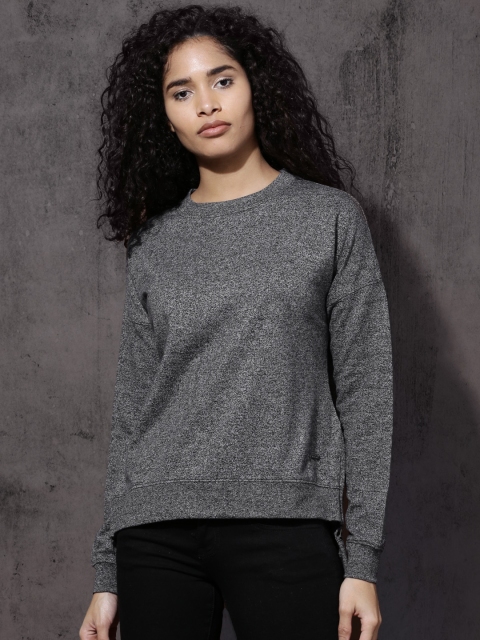 

Roadster Women Charcoal Grey Solid Sweatshirt