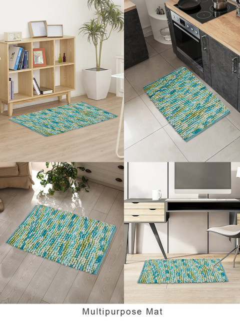 

HomeTown Blue Colourblocked 2400 GSM Bath Rugs
