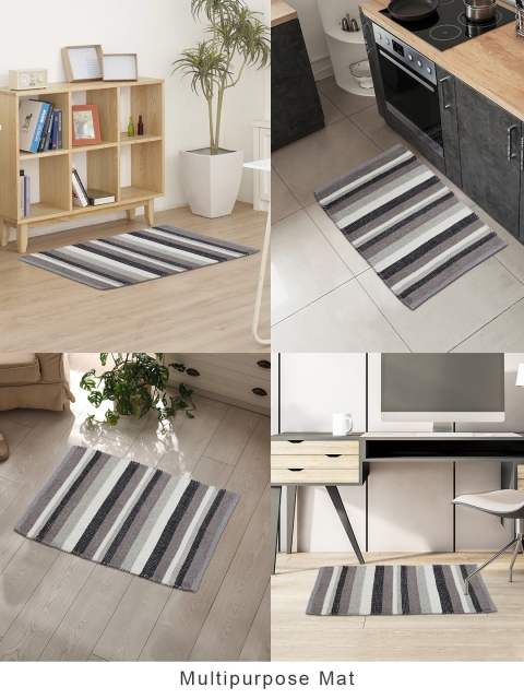 

HomeTown Unisex Charcoal Striped Floor Runners