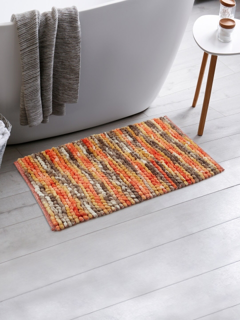 

HomeTown Mustard Yellow Patterned 2400 GSM Anti-Skid Bath Rugs