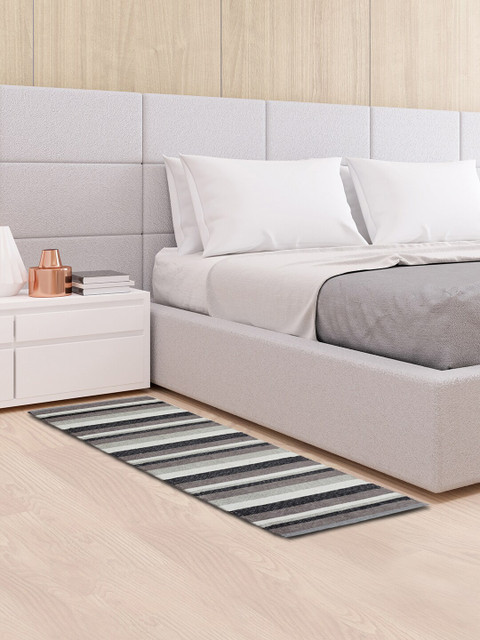 

HomeTown Charcoal Striped Pure Cotton Floor Runner