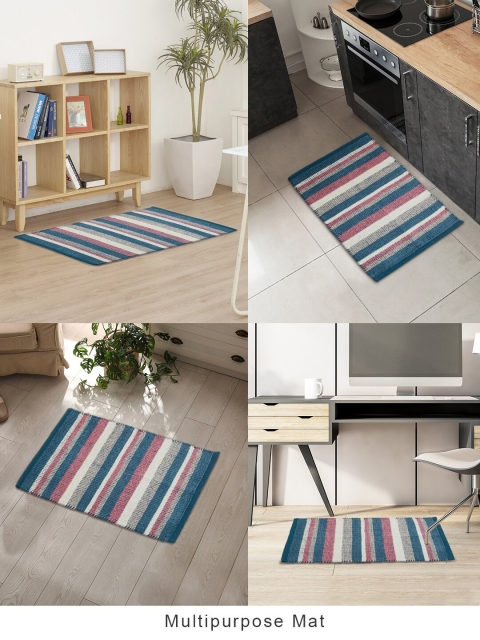 

HomeTown Blue Cotton Chenille Dhurrie
