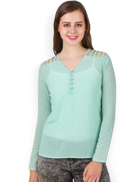 

Texco Women Sea Green Sheer Top