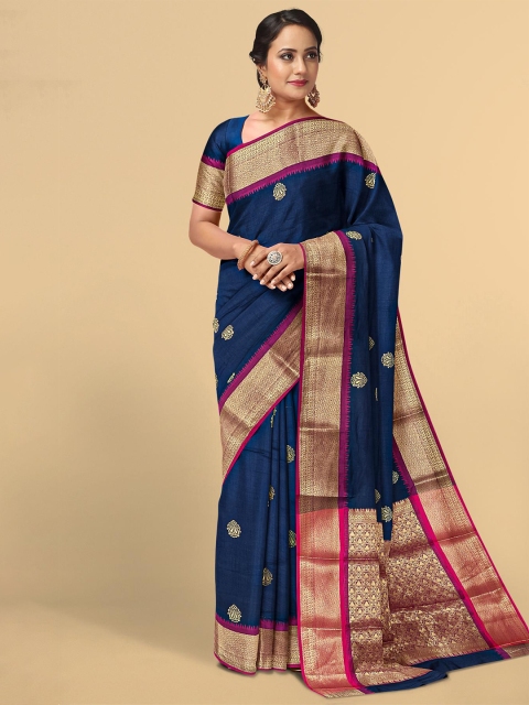 

Kalamandir Blue & Pink Ethnic Motifs Zari Saree