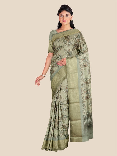 

Kalamandir Beige & Gold-Toned Cotton Blend Ethnic Motifs Saree
