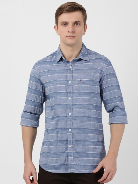 

t-base Men Blue Standard Horizontal Stripes Striped Casual Shirt